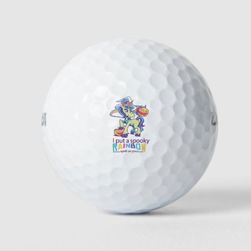 Spooky Rainbow Spell Halloween Unicorn Witch Golf Balls