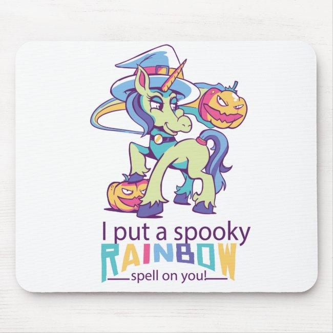 Spooky Rainbow Spell Halloween Unicorn Witch Mouse Pad