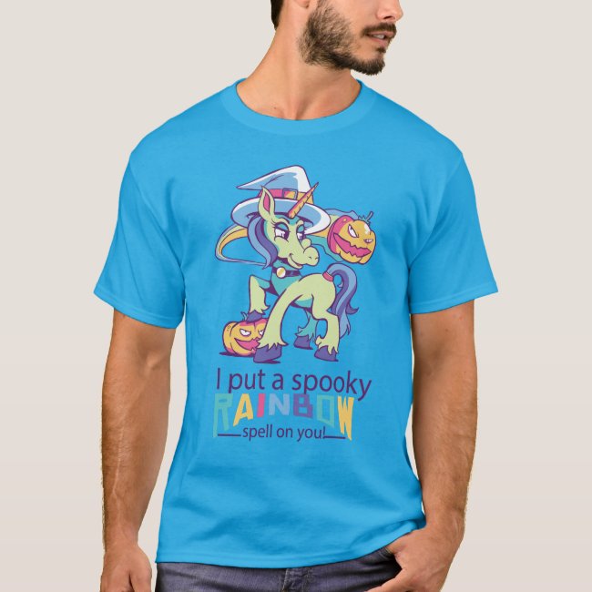 Spooky Rainbow Spell Halloween Unicorn Witch T-Shirt