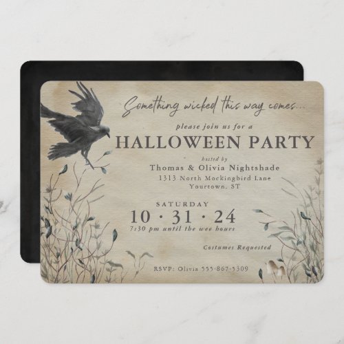 Spooky Raven Halloween  Something Wicked Invitation