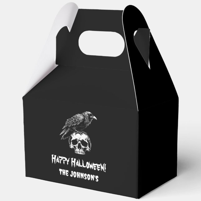 Spooky Raven Skull Halloween Favor Box (Front)