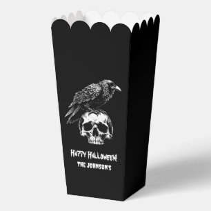 Spooky Raven Skull Popcorn Halloween Favor Box