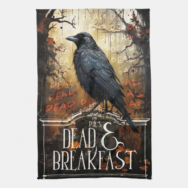 Spooky Raven Vintage  Kitchen Towel (Vertical)