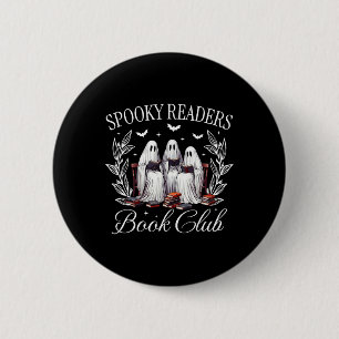 Spooky Readers Book Club Funny Ghost Teacher Happy Button