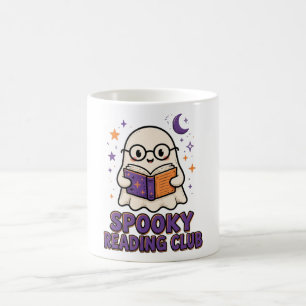 Spooky Reading Club Cute Ghost Reading Book Coffee Mug