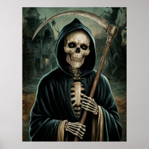 Spooky Reaper of Death With Scythe Poster