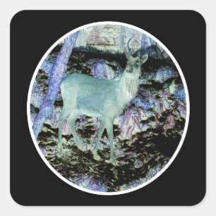 Spooky Red Deer Stag Woodland Halloween Art Square Sticker