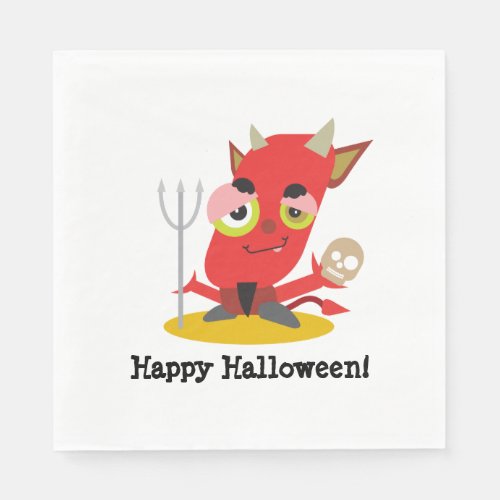 Spooky Red Halloween Cartoon Devil Napkins