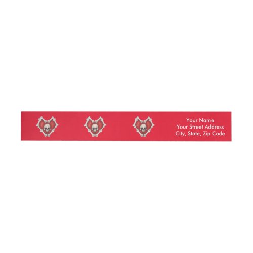 Spooky Red Hearts Outlined in Bones Skulls  Wrap Around Label