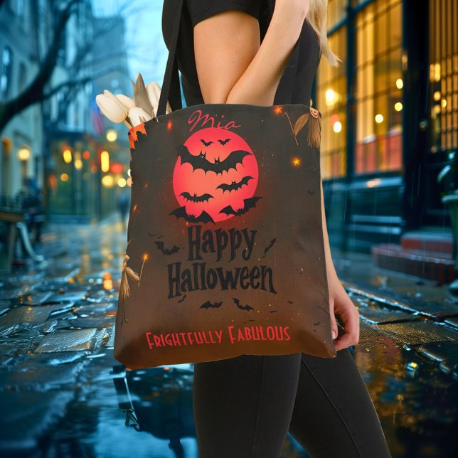 Spooky Red Moon Happy Halloween Tote Bag (Creator Uploaded)