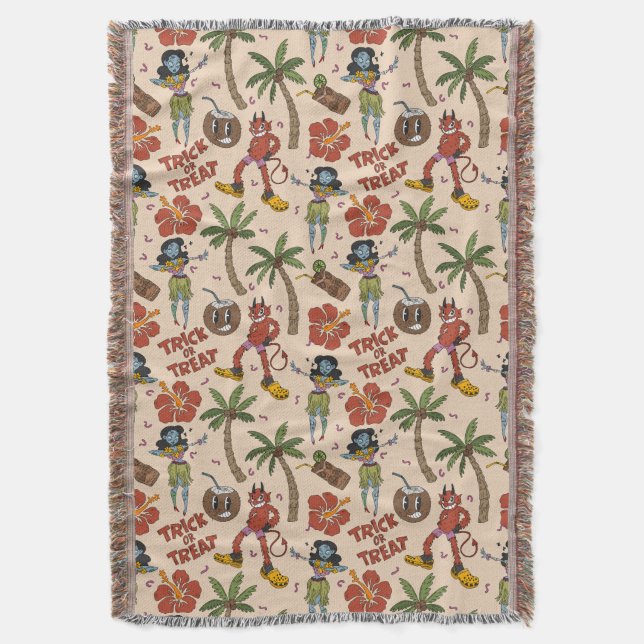 Spooky Reto Luau Throw Blanket (Front Vertical)