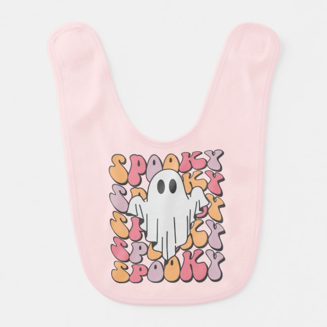 Spooky Retro Ghost Baby Bib (Front)