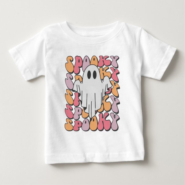 Spooky Retro Ghost Baby T-Shirt (Front)