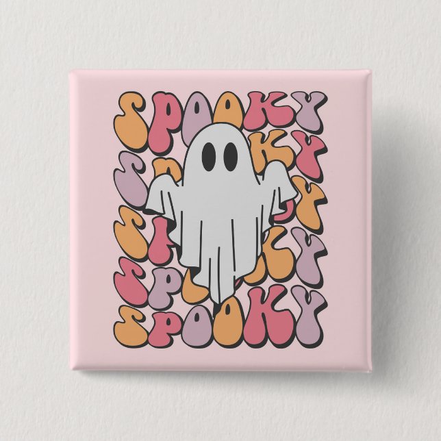Spooky Retro Ghost Button (Front)