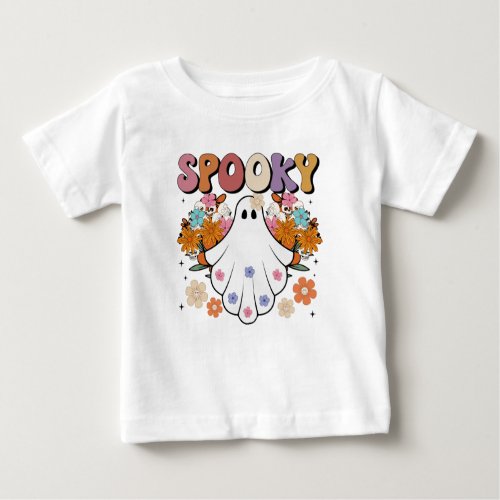 Spooky Retro Ghost Halloween Cute  Baby T_Shirt