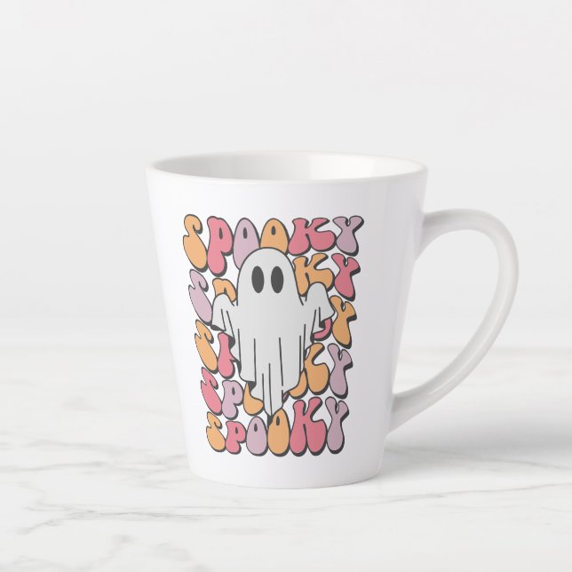 Spooky Retro Ghost Latte Mug (Right)