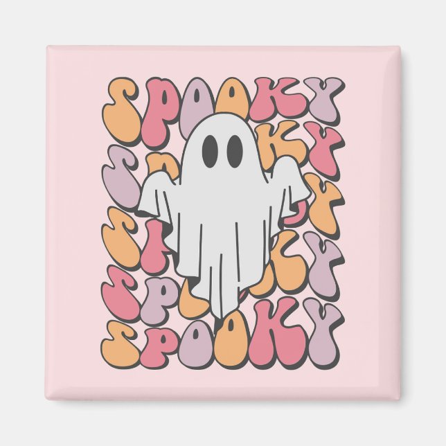 Spooky Retro Ghost Magnet (Front)