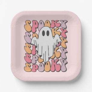 Spooky Retro Ghost Paper Plates