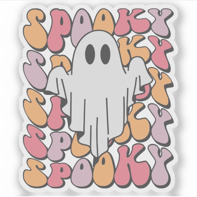 Spooky Retro Ghost Sticker (Front)