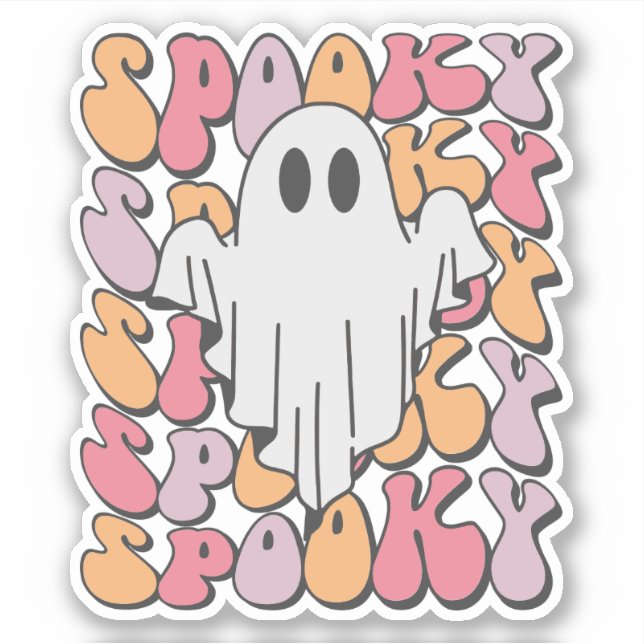 Spooky Retro Ghost Sticker (Front)