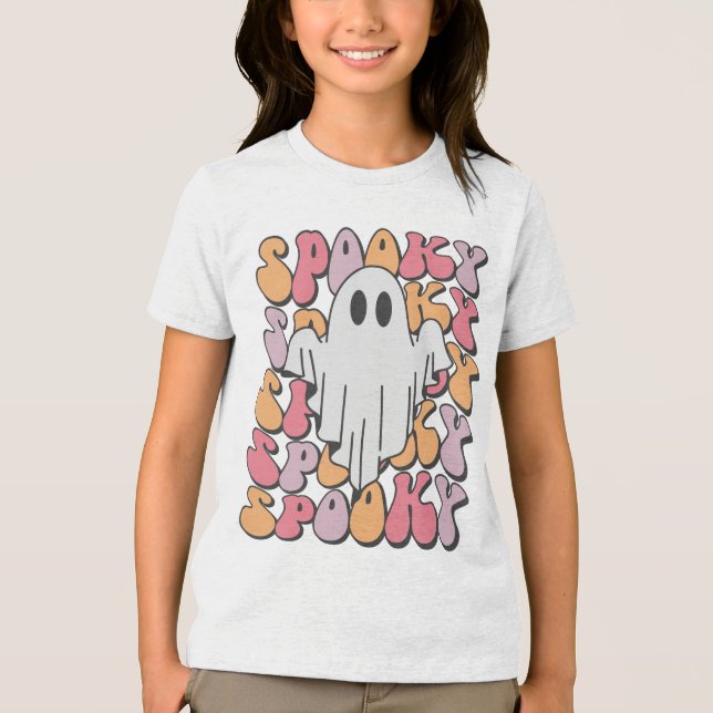 Spooky Retro Ghost Tri-Blend Shirt (Front)