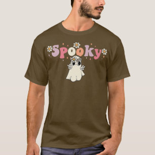Spooky Retro Groovy Floral Ghost Halloween Costume T-Shirt