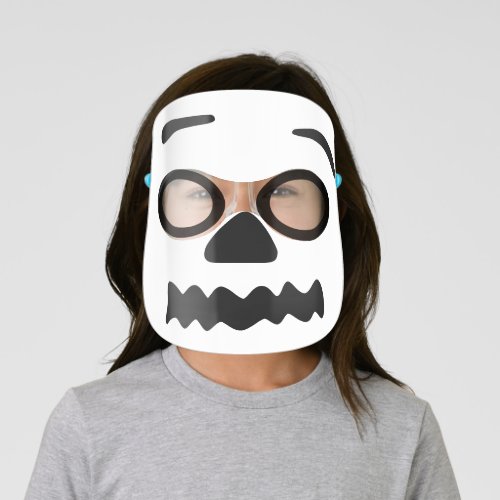 Spooky Retro Style Simple Skull Halloween Kids Face Shield