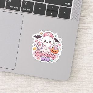 Spooky RN Halloween Cute Ghost Nurse Sticker