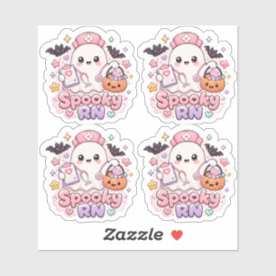 Spooky RN Halloween Cute Ghost Nurse Sticker