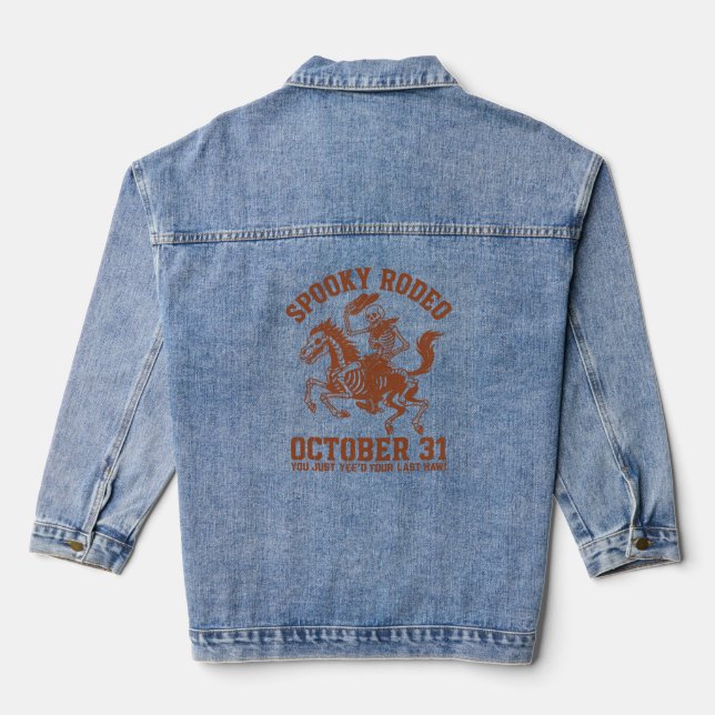 Spooky Rodeo Halloween October 31 Denim Jacket (Back)