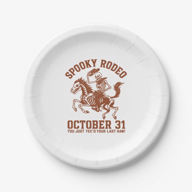 Spooky Rodeo Halloween October 31 Paper Plates (Front)
