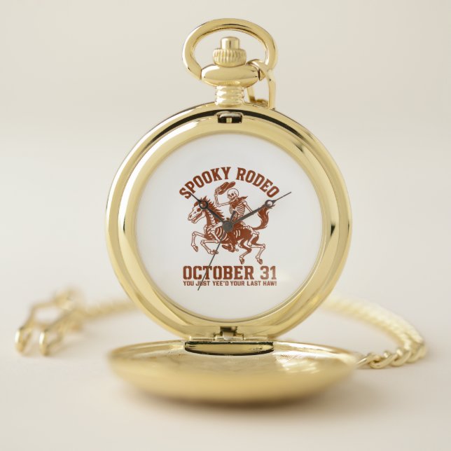 Spooky Rodeo Halloween October 31 Pocket Watch (Inside)