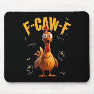 Spooky Rooster F-caw-f Ghost Mouse Pad