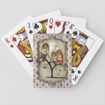 Spooky Rose Owls Card Deck by NicoleKing at Zazzle