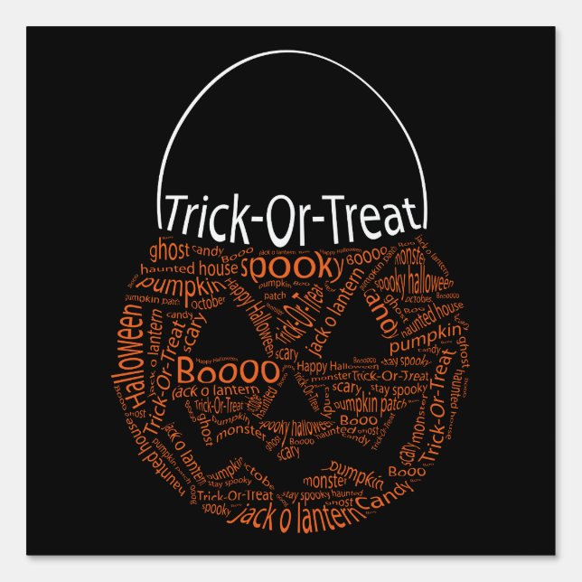 Spooky Safe Halloween Pumpkin Typography Sign (Front)