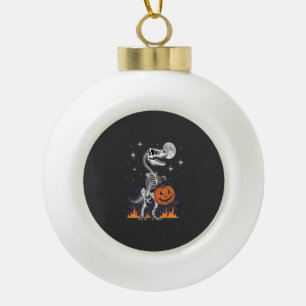 Spooky Saurus Halloween Dinosaur Ceramic Ball Christmas Ornament