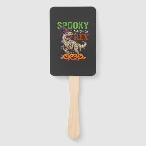 Spooky Saurus Rex Mummy Dinosaur Witch Hat Pumpkin Hand Fan