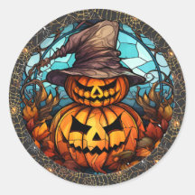 Spooky Scarecrow and Pumpkin Halloween Sticker
