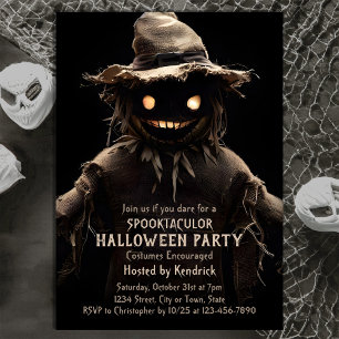 Spooky Scarecrow Halloween Costume Party Invitation