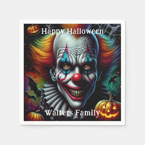 Spooky Scary Clown Halloween Party Personalized Napkins