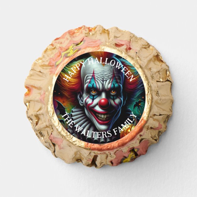 Spooky Scary Clown Halloween Party Personalized Reese's Peanut Butter Cups (Front)
