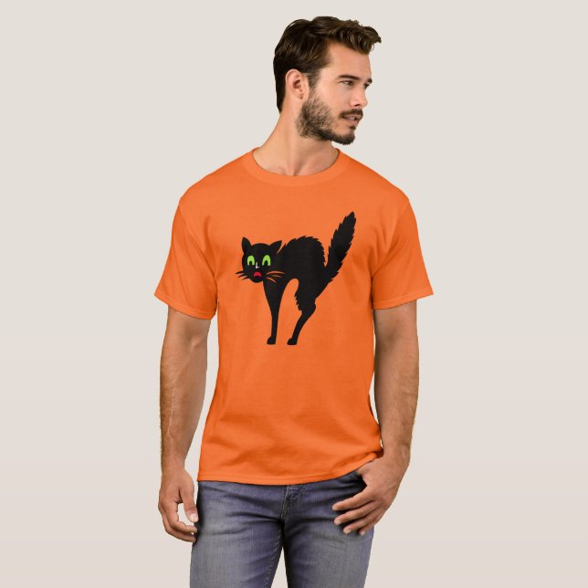 Spooky Scary Creepy Black Cat Halloween Costume T-Shirt (Front Full)