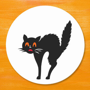 Spooky Scary Creepy Black Cat Kids Halloween Party Classic Round Sticker
