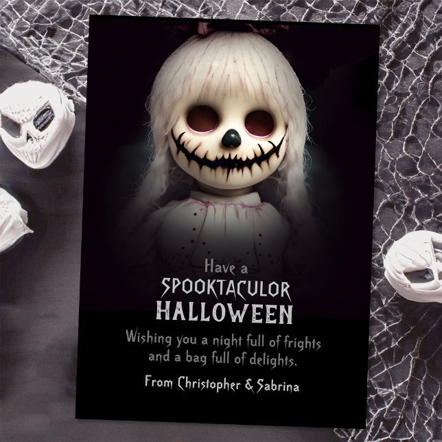 Spooky Scary Creepy Doll Halloween Greeting Holiday Card