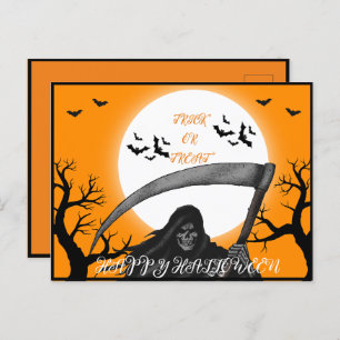 SPOOKY SCARY CUTE TRICK OR TREAT HAPPY HALLOWEEN HOLIDAY POSTCARD