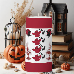 Spooky Scary Fun Ghosts Bats Dead Trees Halloween  Pillar Candle
