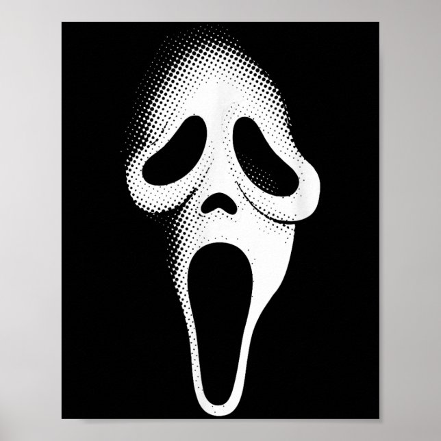 Spooky Scary Ghost Face Horror Party Mask Hallowee Poster (Front)