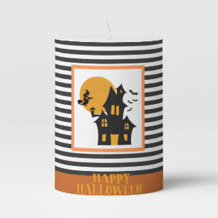 SPOOKY SCARY HALLOWEEN HAUNTED HOUSE HUMOR PILLAR CANDLE