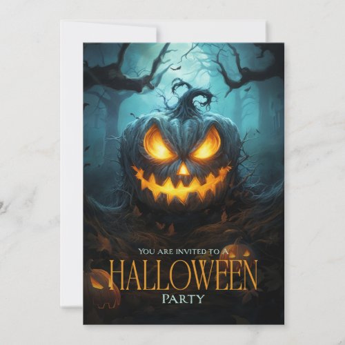 Spooky Scary Pumpkin Adult Halloween Party Invitation