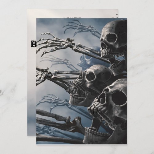 Spooky Scary Skeleton Undead Halloween Party Invitation